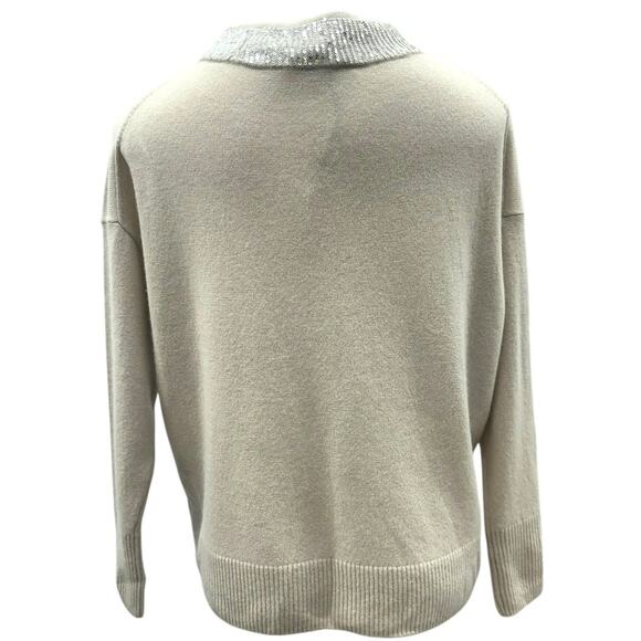 Chicos Black Label Cashmere Sequin Sweater Oversized Women's Medium $350 - Picture 5 of 6